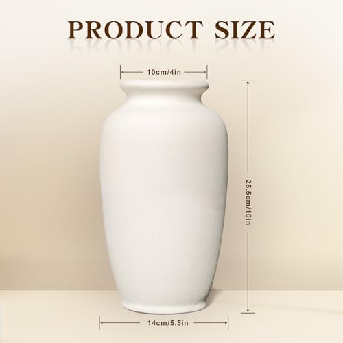 Beige Ceramic Vase-Boho Decorative Vase,Terracotta Tall Vases Decorative Pottery are Suitable for Decorating Living Rooms,Kitchens,and Bedrooms. - color: Beige