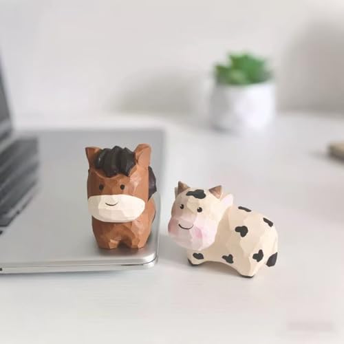 Hand Carved Small Horse Figurines Craft, Wooden Horse Figurine with Base, Cute Desktop Decor, Wooden Animal Statue Home Decor, Gifts for Family Classmates Teachers - color: Decor-horse
