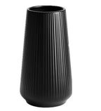 Luxury Black Ceramic Vase, Modern Ribbed Fluted Design, Flower Vase for Home Decor, Small Cute Vase for Pampas Grass, Living Room, Dining Table, Farmhouse, Office Decor, Bedroom, Table, Kitchen Shelf - size: Medium 7.2 Inches