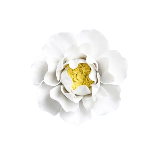 CEUYGT Handmade 3D Ceramic Wall Art Hanging Sculpture white Flower Wall Decor For Living Room Bedroom And Bathroom White Peony 3.54" (Medium) - color: White, size: 3.5"L x 3.5"W