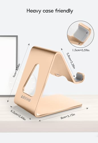 Aoviho Desk Cell Phone Stand Phone Holder, Aluminum Phone Cradle Dock for iPhone17 16 15 14 13 12 pro Mini 11 X Xs max 8 7 6 6s Plus SE Samsung All Smart Phones, Rose Gold - color: Rose Gold