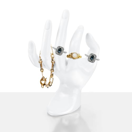 yuntop 1 Pack Hand Form Ring Holder Mannequin Hand Jewelry Organizer Stand Watch Stand Bracelet Ring Support Aesthetic Rack (White) - color: White