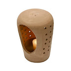Creative Co-Op Handmade Terracotta Candle Holder with Cutouts - size: 5"L x 5"W x 8"H