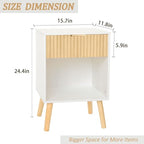 Fultyle Nightstand, Modern Bedside Table with Drawer and Open Shelf, Fluted Night Stand with Solid Wood Legs for Bedroom, Living Room, Office (White Oak) - color: White Oak