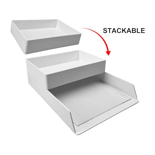 Amazon Basics Rectangular Plastic Desk Organizer with Storage Trays, Accessory Tray, Drawer Organizer, 9.4 x 6.7 x 2 inch, White - color: White, style: 1 Pack