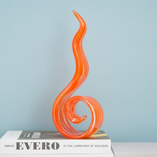 11.4" Tall Hand-Blown Glass Sculpture Murano-Style Sculpture Art Ornament Statue Figurines Home Decor Accent Piece Coastal Ocean Nautical Home Decor,Shelf,TV Stand,Tabletop Centerpieces,Wonderful Gift - color: Red