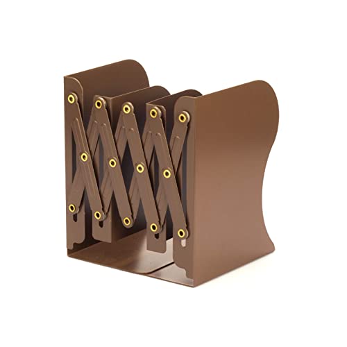 Aobopar Book Ends, Bookends for Shelves, Book Organizer for Desk, Metal Bookends for Heavy Books, Book Holders for Shelves, Suitable for Office, Home and School Use (Brown) - color: Brown