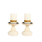 Hosley White 5 Inch High Wooden Pillar Candle Holder Country Style. Ideal Gift for Wedding Party Home Spa Reiki Aromatherapy LED Votive Candle Gardens W1 - color: White X 1count