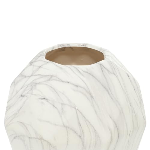 Deco 79 Ceramic Decorative Vase Faux Marble Centerpiece Vase, Flower Vase for Home Decoration 10" x 10" x 12", White - color: White, size: 10" x 10" x 12"