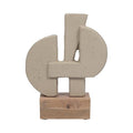 Sagebrook Home Modern Glam Abstract Sculpture - Geometric Design, Handmade Ecomix & Mango Wood, Elegant Home & Office Decor for Living Room, Bedroom & Desk, 13" Ivory Tan