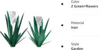 Metal Agave Plant Garden Art, 2 Pack Tequila Rustic Sculpture, Rustic Metal Agave Plants for Yard Stakes, Garden Figurines, Outdoor Patio (2 PCS White Flowers) - color: 2 Pcs White Flowers