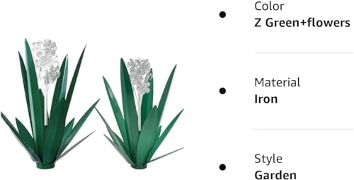 Metal Agave Plant Garden Art, 2 Pack Tequila Rustic Sculpture, Rustic Metal Agave Plants for Yard Stakes, Garden Figurines, Outdoor Patio (2 PCS White Flowers) - color: 2 Pcs White Flowers