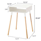 YAMAZAKI Home Plain Side Table with Open Storage Shelf, Rectangular Accent Space Saving Living Room Bedroom Couch End Table - Tall, 23" - Steel + Wood - color: White, size: Tall