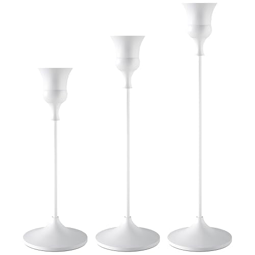 Showin Candlestick Holders White, 3 Packs Taper Candle Holder for Candlesticks, Candle Sticks Holder Decor for Home Decor - color: White