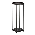 Amazon Basics Two-Tier Indoor Outdoor Metal Round Plant Stand for Multiple Plants, Rustproof Flower Holder with Plant Shelf, Black