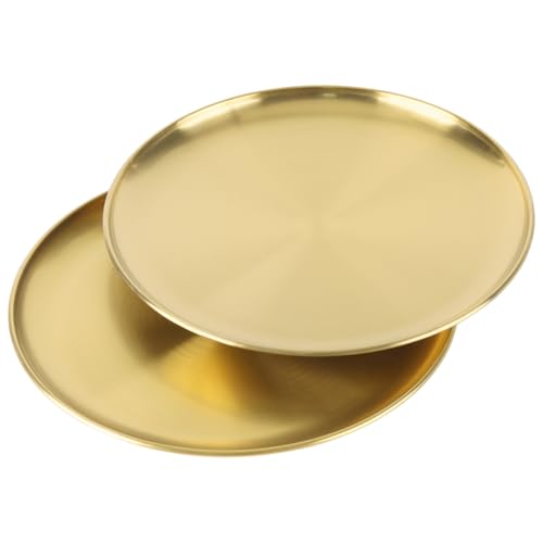 SHEUTSAN Round Serving Tray, 12 Inch, Gold, Set of 10