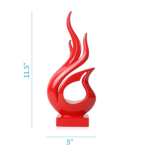 DreamsEden Abstract Fire Sculpture, Resin Art Table Decoration Ornaments Modern Home Decor Accent (Red) - color: Red