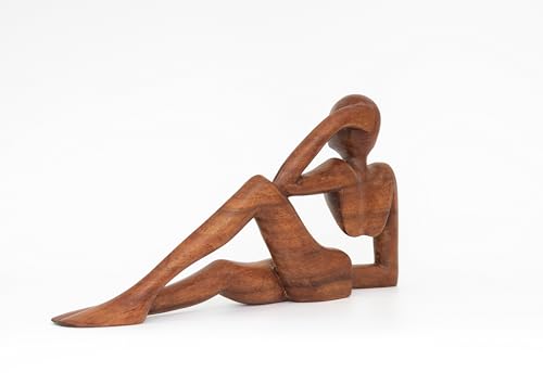G6 Collection 12" Abstract Sculpture Wooden Handmade Handcrafted Art - Relaxing Man - Statue Home Decor Decorative Figurine Accent Decoration Hand Carved Relaxing, Model B - style: Model B