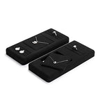 Oirlv Premium Black Microfiber Jewelry Display Tray Jewelry Display Set for Selling Showcase Jewelry Display Holder Small Jewelry Organizer Tray(TT07007) - size: Necklace+ring tray