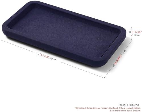 Microfiber Jewelry Trays Stackable Ring Earring Bracelet Necklace Bangle Watch Display Tray Drawer Organizer 7.08 * 3.93 * 0.59inch (Blue - color: Blue, size: 18*10cm Tray