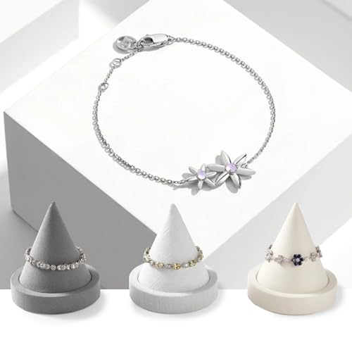 Microfiber Single Bracelet Bangle Display Stand Jewelry Bracelet Bangle Cone Display for Selling(Beige) - color: Beige