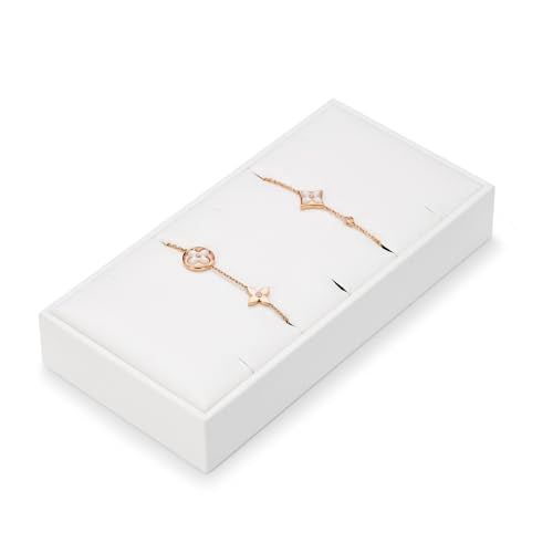 5 Slot PU Leather Bracelets Jewelry Stand Drawer Jewelry Organizer Tray Pendant Necklace Display Holder (White) - size: 0.98" x 6.3" x 3.15"