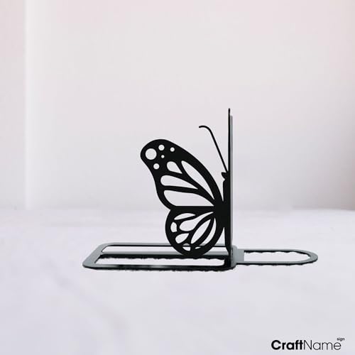 Custom Butterfly Table Decor Metal Bookends for Shelves Decorative, Butterfly Book Ends Metal Art for Home Office, Book Stopper for Heavy Books - color: Design 13