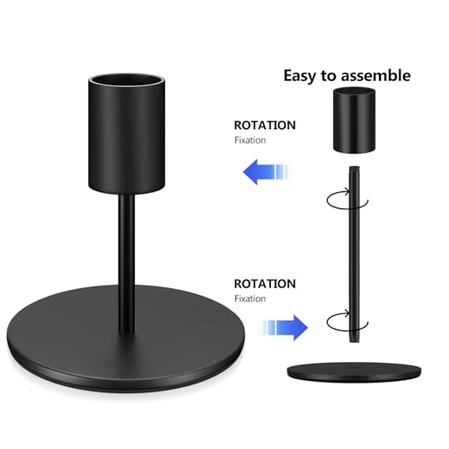 3 Pcs Black Taper Candle Holders, Black Candlestick Holderss, Candle Sticks Holder Decor for Mantel Centerpiece Fireplace Wedding Dinning Party Home Cabinet Table Decor(3 Heights)