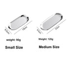 4 Pcs 7 Inch x 3.3 Inch Trinket Tray, Silver Stainless Steel, for Serving Trays Towel Storage Dish Plate Tea Fruit Trays Jewelry Plate Decorative Storage Tray