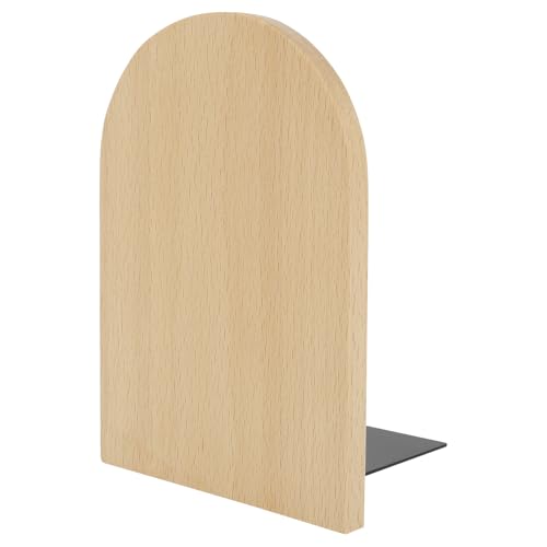 Wood Book Ends, Non Skid Desk Book Stands, Decorative Books Holder Creative BookStopper Sturdy Desk BookEnds to Hold Heavy Books Beech Bookend Supports for Office Home School(Beech) - color: Beech