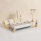GemeShou velvet slots Ring holder for jewelry organizer, Earring ring display stand for selling, felt ring jewelry holder tray showcase【Velvet slots Ring Holder-White】 - color: White