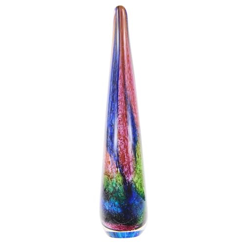 Luxury Lane Hand Blown Abstract Hollow Tear Drop Sommerso Art Glass Sculpture for Home Decor 8.5 inch Tall Centerpiece Table Decoration - size: 8.5“ tall