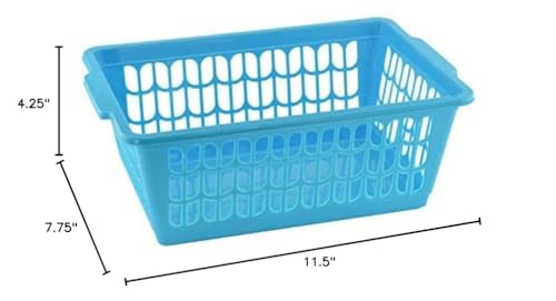 YBM HOME Plastic Perforated Storage Basket Bin Office Drawer, Shelf Desktop Countertop Tray Organizer 32-1188 (1, Blue) - color: Blue, size: Pack of 1