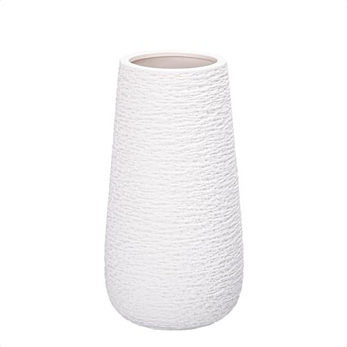 D'vine Dev 8 Inch Textured White Elegant Oval Ceramic Vase for Flowers, Home Décor Vase with Design Box, VS-LD-A-1 - color: Textured White, size: 8 Inch