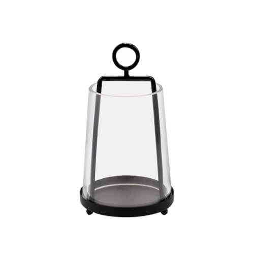 4" Wide Modern Farmhouse Metal Hurricane Candle Holder with Handmade Sturdy Glass Sleeve in Black for Pillar Candle & Plants, Glass Hurricane Lantern, Industrial, Minimalistic - color: Black, size: 4"x7.5"