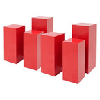 3/6 PCS Square Tall Pedestal Stand Metal Square Pedestal Stand Tall Pedestals Cake Stands for Party Wedding Birthday (Red, 6Pcs) - color: Red, size: 6Pcs