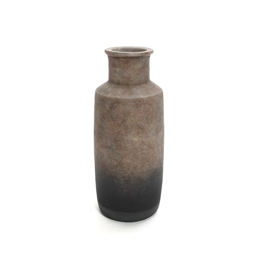 LuxenHome Rustic Ceramic Flower Vase,15'' Tall Brown Ombre Pottery Terracotta Narrow Floor Vases Home Decor,Farmhouse Vintage Vases for Living Room Decor,Modern Decorative Vase Home Décor Accents - color: Brown Narrow B