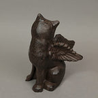Set of 2 Brown Cast Iron Angel Cat Decorative Bookends Book Shelf Home Decor Art