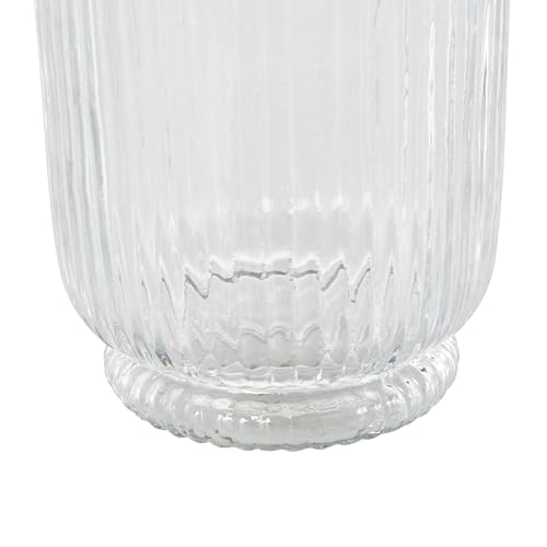 Deco 79 Glass Decorative Candle Holder Ribbed Candle Stand, Candlestick Holder 6" x 6" x 8", Clear - size: 6" x 6" x 8"
