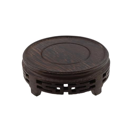 Wooden Display Stand Base 4.13" x 4.13" Wood Carved Craft Pedestal Traditional Wooden Base Oriental Antique Display Riser Round Pedestal Stands for Vase Crystal Ball Teapot Stone Flower Pot - size: Round, 4.13" x 4.13"