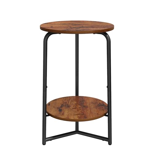 YINMIT Plant Stand Indoor, 2 Tier Small Plant Stand, Metal Wood Plant Shelf Holder, Corner Flower Pot Stands for Balcony Garden Patio Living Room, Rustic Brown Flower Stand for Indoor Plants