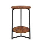 YINMIT Plant Stand Indoor, 2 Tier Small Plant Stand, Metal Wood Plant Shelf Holder, Corner Flower Pot Stands for Balcony Garden Patio Living Room, Rustic Brown Flower Stand for Indoor Plants