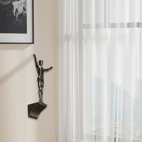 Climbing Man Wall Sculpture – Resin Decor Figure, Modern Art Accent, Black Home Ornament | Unique 3D Hanging Statue Piece, Artistic Abstract Wall Decoration Setup Living Room Bedroom Workplace Design - size: diving, style: Silver