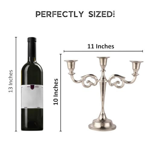 Rely+ 3 Arm Candelabra Taper Candle Holders Decorations Indoor Kitchen Décor Table Candles Candlestick Candelabra Centerpiece (Silver) - color: Silver, size: 3 Arm