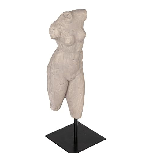 Creative Co-Op Sculptural Resin Female Figure on Metal Stand, Grey - color: Grey Finish