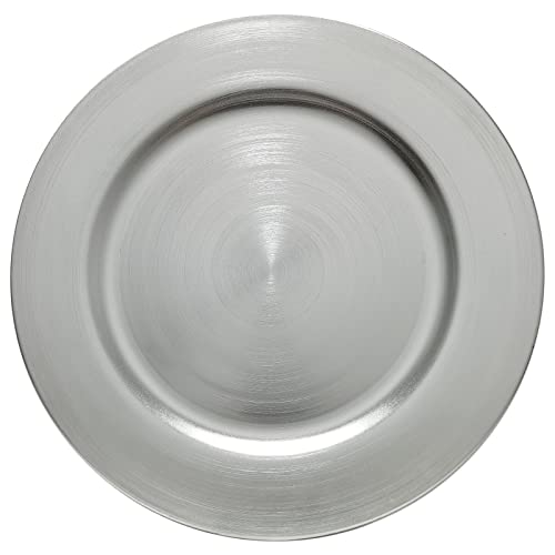 13inch Round Plastic Charger Plates,Set of 8,Charger Plates for Dinner,Wedding,Party,Event Decoration. (Metallic foil Silver) … - color: Metallic foil Silver
