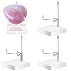 Suzile 4 Pcs Adjustable Metal Arm Display Stand Easel with Acrylic Base Rock Display Easel Holder Acrylic Crystal Clear Plate Stand for Geodes Mineral Agate (Silver, 3.2 x 3.2 x 4.9 Inch) - color: Silver, size: 3.2 x 3.2 x 4.9 Inch