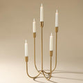 Perfnique 5-Candle Iron Candelabra, 17 Inch Antique Brass Gold Candle Holder, Hand-Forged Cast Gold Candle Holder for Wedding, Event, Christmas & Dining, Table Centerpiece Décor