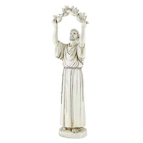 Avalon Gallery Outdoor Sculptures Saint Francis of Assisi Inspirational Stone Resin Garden Statue, 25.5-Inch, with Dove - color: Stone
