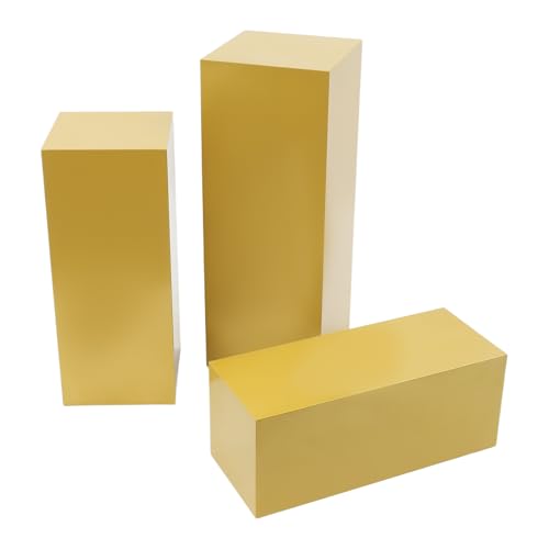 3/6 PCS Square Tall Pedestal Stand Metal Square Pedestal Stand Tall Pedestals Cake Stands for Party Wedding Birthday (Gold, 3Pcs) - color: Gold, size: 3Pcs